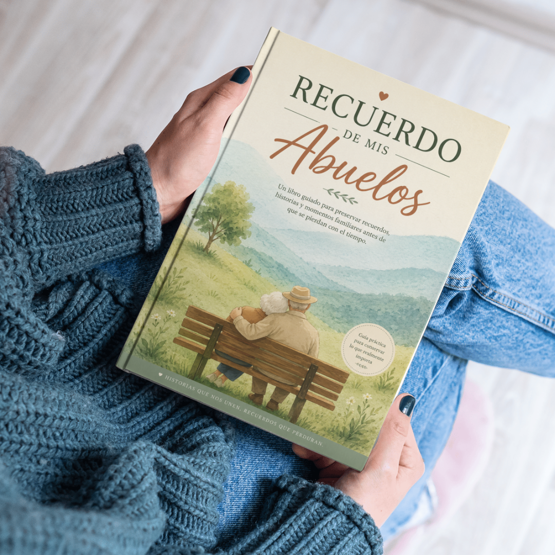 RECUERDO DE MIS ABUELOS: Una colección guiada para preservar recuerdos, historias y momentos familiares antes de que se pierdan con el tiempo FORMATO IMPRIMIBLE + 3 bonos EXTRA de regalo